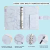 Sleek A6 PU Leather Marble Texture Binder with Zipper – Trendy Multi-Pocket Storage Bag to Keep Your Bills and Receipts Neat! 3