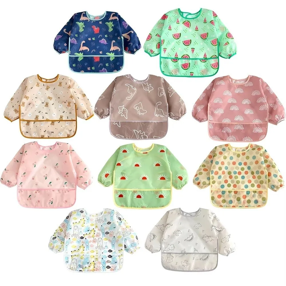 Waterproof Baby Bibs Polyester Feeding Smock