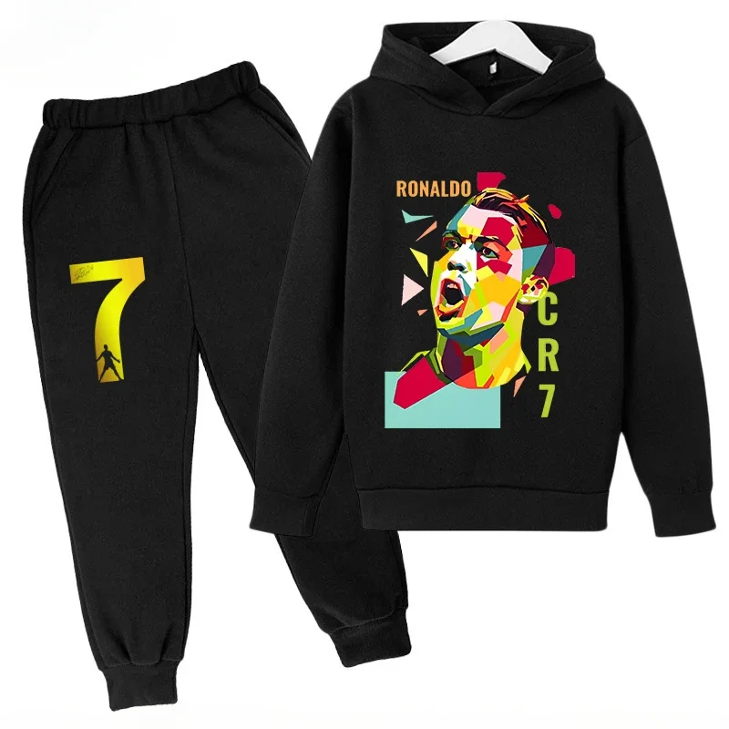 thumbnail image 1 of Conjunto de sudadera y pantalones deportivos para niños, conjunto de 2 piezas para niños y niñas, ropa para niños con estampado de avatar de Ronaldo, 1 of 5