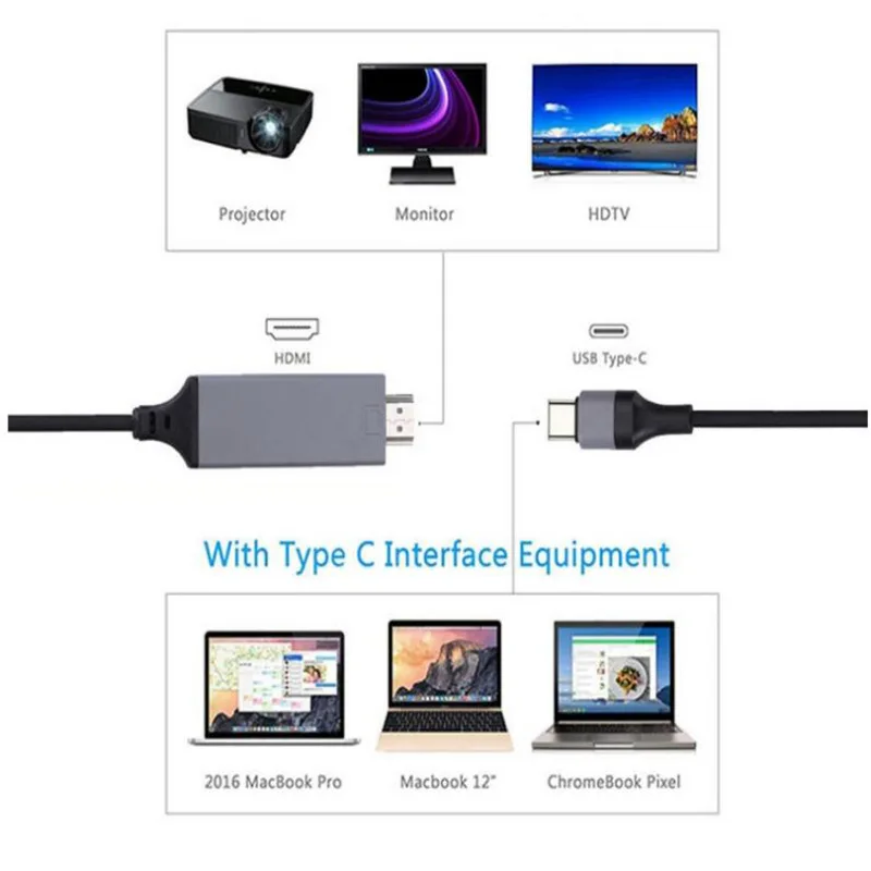 USB C HDMI ȣȯ  ̺,  PC ƺ  Ʈ º ȭ̿, USB 3.1 HDMI  ̺, CŸ 4K