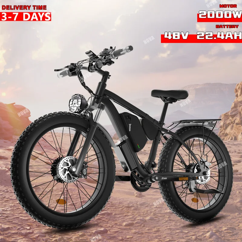 

2000W Double Motor Powerful Electric Bicycle 48V 22.4Ah 26*4.0inch Fat Tire Ebike Mountain Snow Electric bike Adult Mtb US Stock