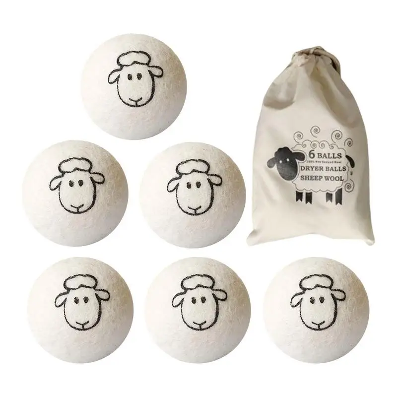 6pcs Reusable Wool Dryer Balls Clothes Ball 7cm Drying Washing Balls Home Wool Dryer Washing Machine Accessories