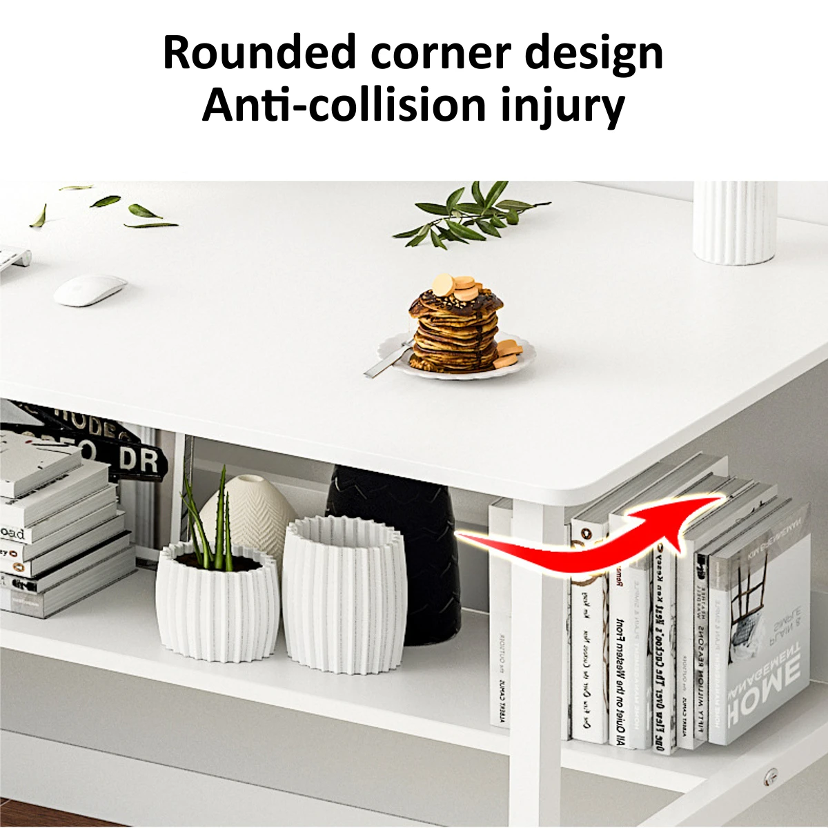 Wooden Computer Desk With 2 Layers Storage Rack High Gloss Living Room Kitchen Dining Office Versatile Modern Rectangle Table 3