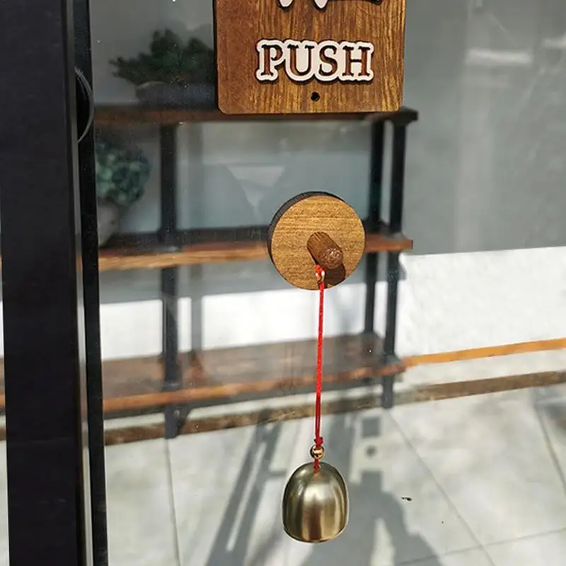 Shop Keepers Bell For Door Opening Wood Doorbell Wind Chime Retro Self Adhesive Wood Store Entry Alert For Garden Business 3