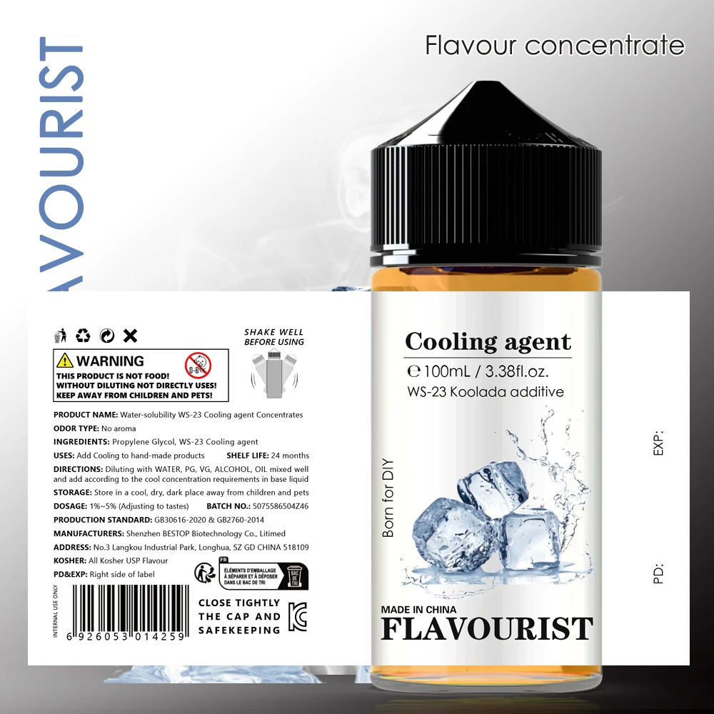 FLAVOURIST WS-23 Cooling Agent Flavor Concentrate Water Solubility Flavored Koolada Additive Liquid Essential Oil Flavoring