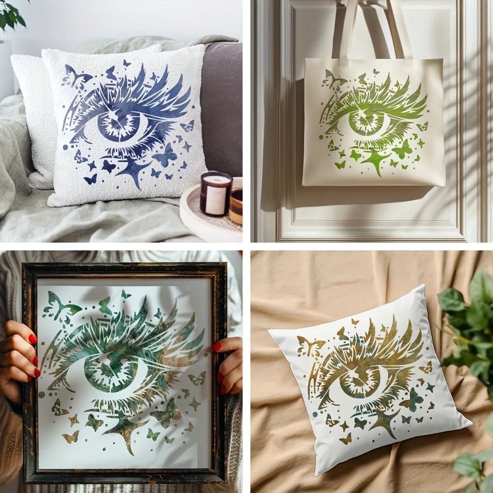 30 * 30cm 크기 DIY 큰 눈 모양 페인팅 스텐실, 사진 앨범 엠보싱 종이 카드, 나무, 천, 벽에 사용 가능