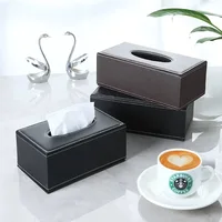 Light Luxury Leather Tissue Box, Living Room and Dining Room Napkin Holder, Kitchen Storage Supplies, Leather Car Tissue Holder 1