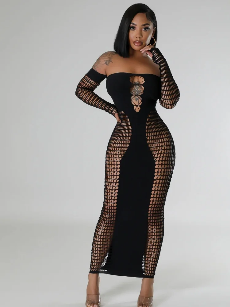 Wmstar Jumpsuit Women Wholesale Hollow Out Sexy See Through Club Outfits New Style Fashion One Piece Sets Women's Clothes 2025