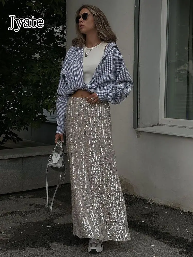 

Женская длинная юбка с блестками, повседневная юбка с блестками, 2023