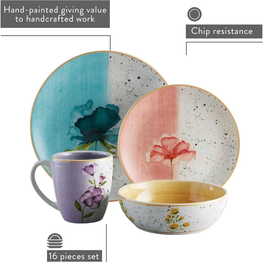 Corona 16-Piece Multicolor Floral Ceramic Dinnerware Set 2