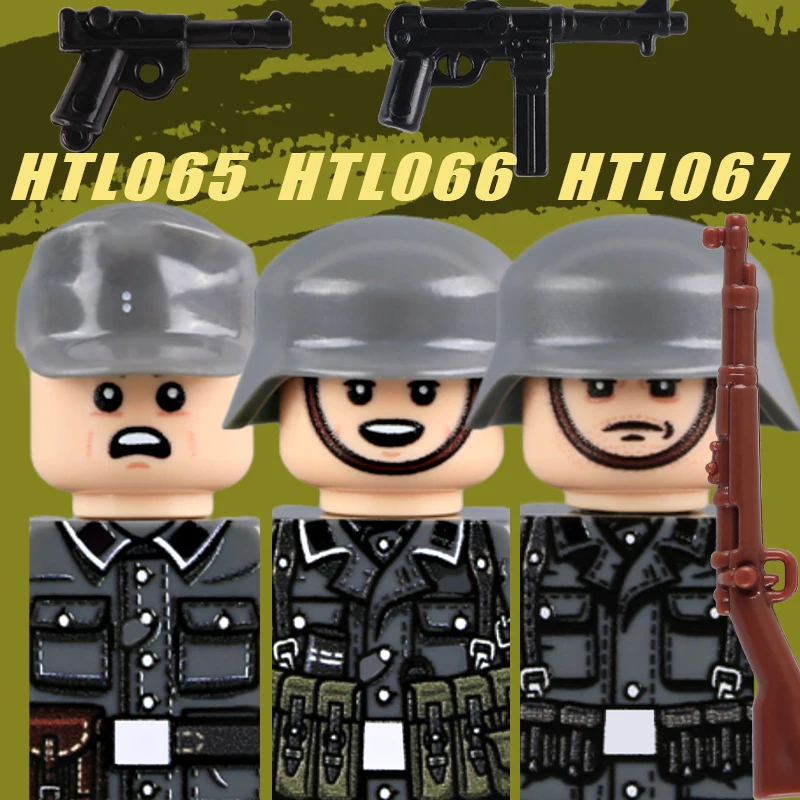 WW2 군사 시리즈 빌딩 블록 육군 영국 영국 공군 조종사 프랑스 전사 보병 장교 액세서리 브릭 장난감 소년용