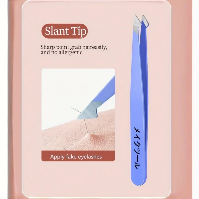 전문가용 핀셋 2개 세트(보관 케이스 포함) - 얼굴 털, 잔털, 내향성 털 제거에 적합한 눈썹 클립