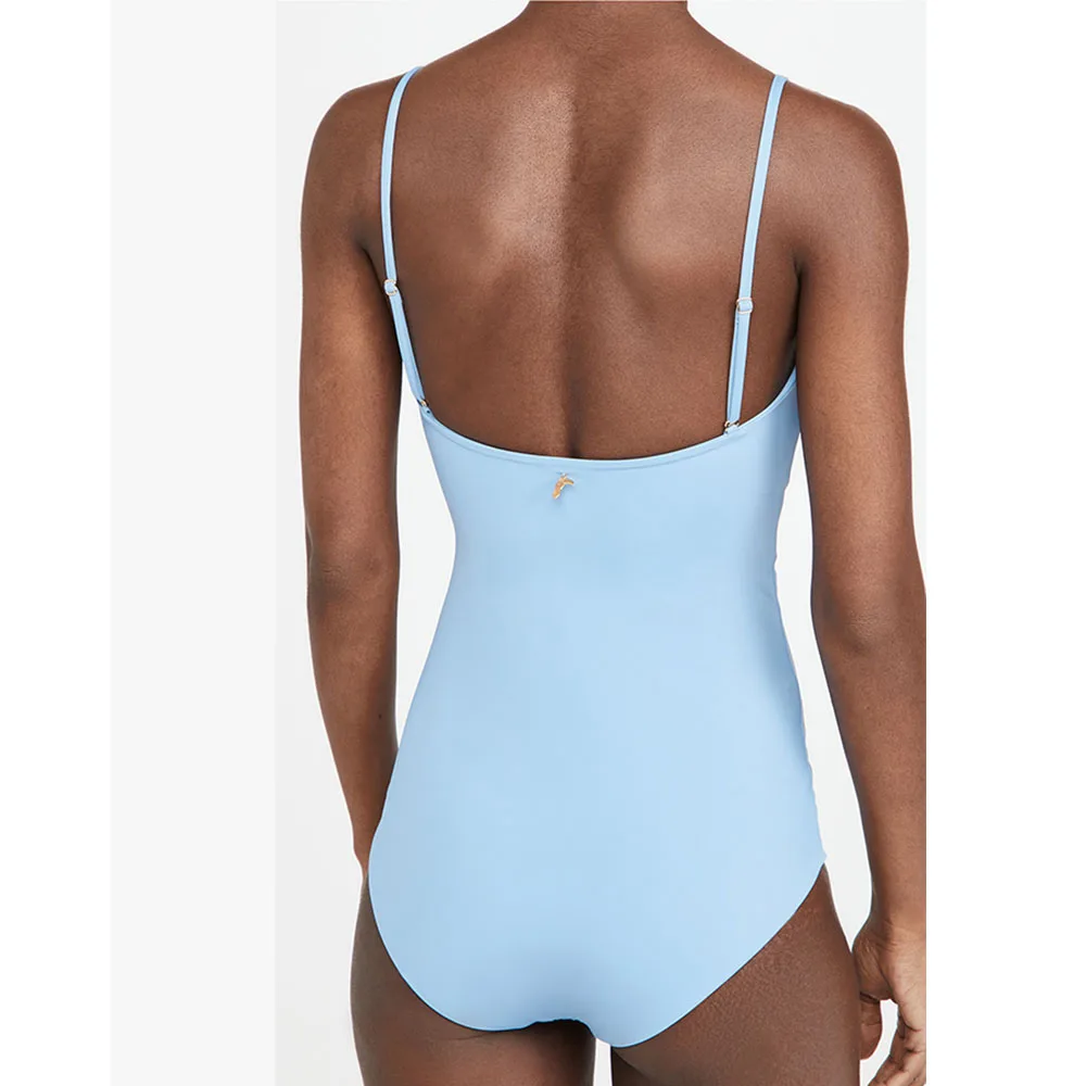Solid Color Bow Sexy One Piece Swimsuit Detachable Strap Push Up Bikini 2024 Women Summer Vacation Seaside Strappy Swimwear  ﻿