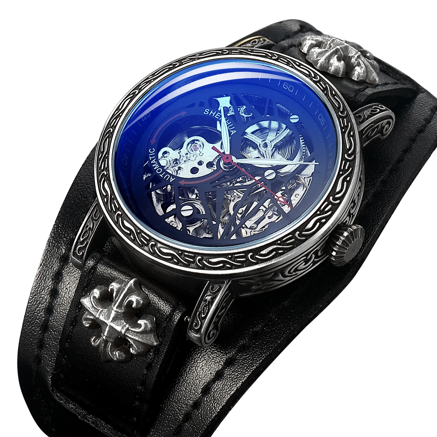 Zeiger Orologio Uoo Da Tasca Orologio Steapunk Scheletro Eccanico Orologi Uoini Retro - Foto 9