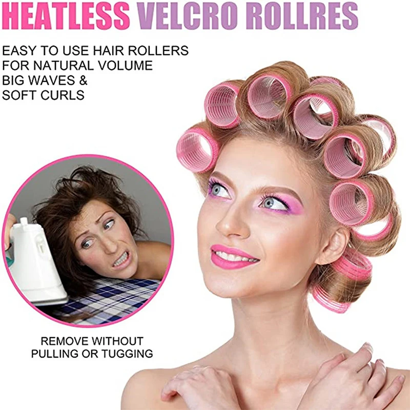 33pcs S/M/L Hair Rollers Self Grip Holding Self-Adhesive Air Bangs Curling Roller Natural Curlers Heatless Curling Styling Tools