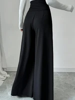 Women's Fashionable and Elegant Solid Color Wide-Leg Pants for Spring and Autumn, High-Waisted Pants - Image 2