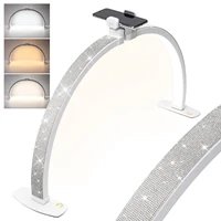 Nail Table Lamp With Diamond Manicure Desk Lamp With Remote LED Half Moon Light For Nails Art Tattoo Salon Eyelash 2