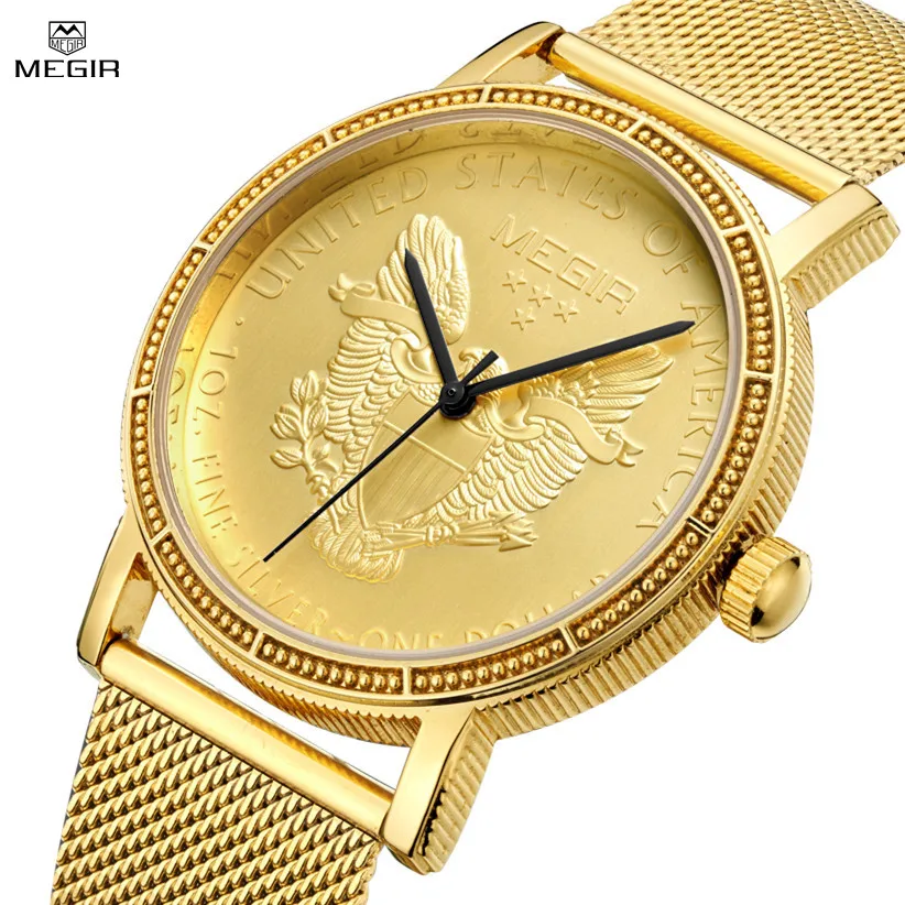Luxus-Business-Uhr für Männer, Gold, Stahl, Mesh-Armband, Herren-Quarzuhr, wasserdicht, Armbanduhr 2032_voghion.com