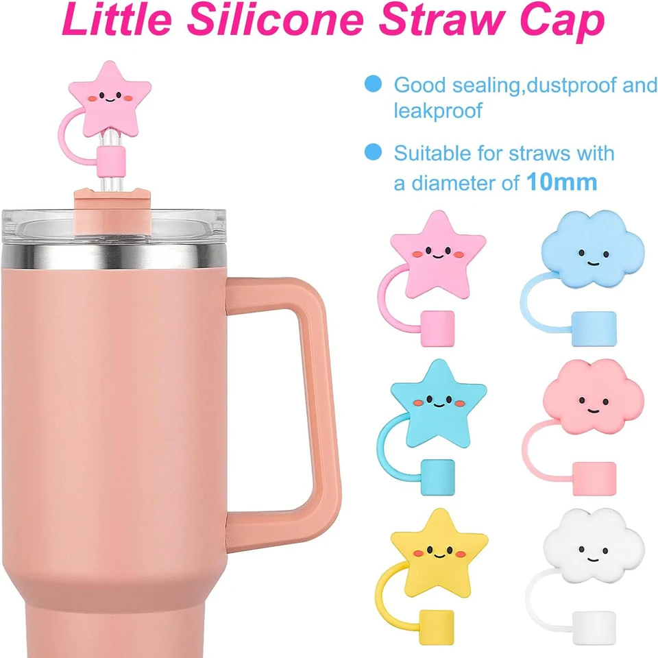 7Pcs Cute Bear Straw Covers For Stanley Cups - Dust-Proof Silicone Toppers Fit 30 & 40 Oz Tumblers