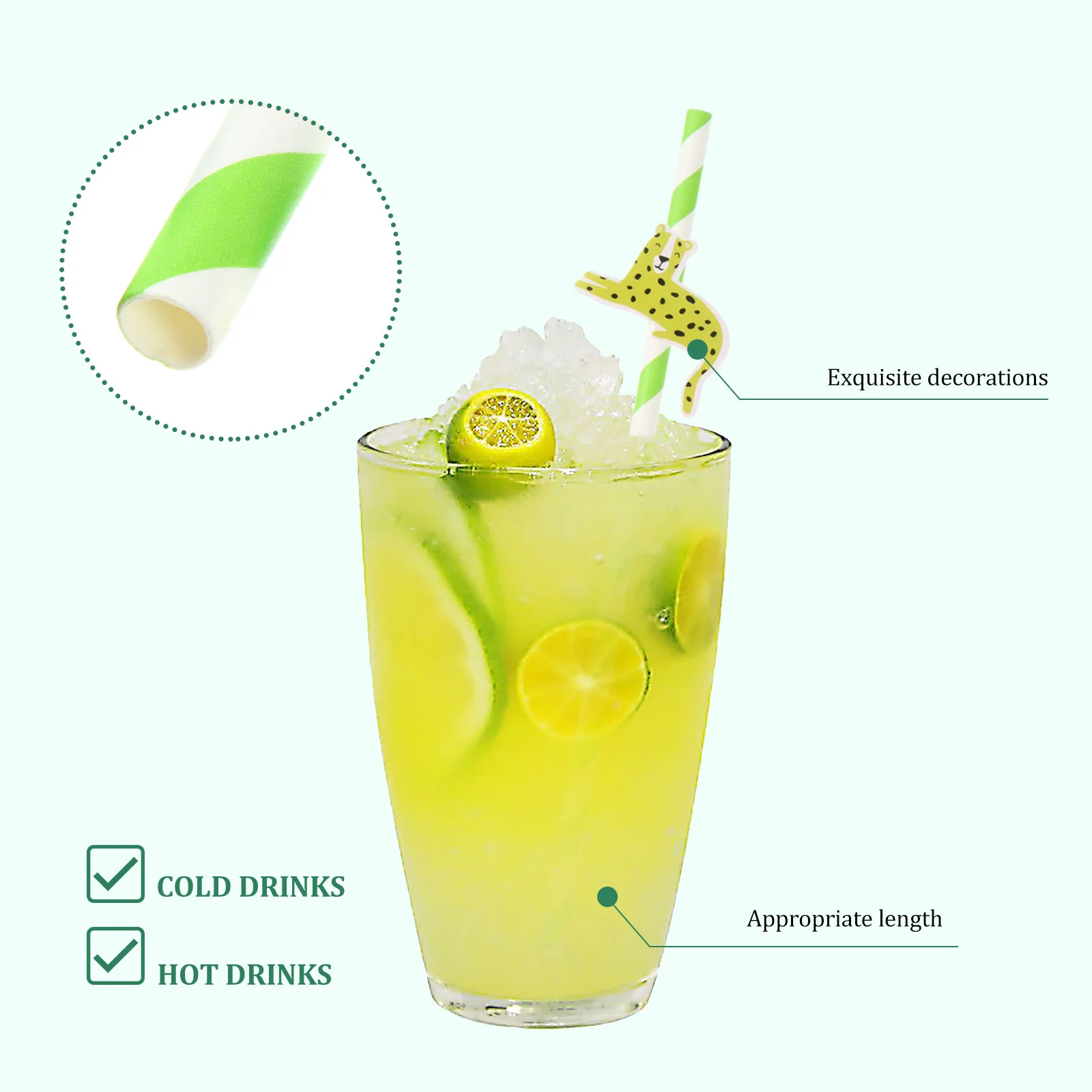 48 Pcs Smoothie Straws Disposable Paper Coffee Convenient Degradable Colorful Lovely Drink