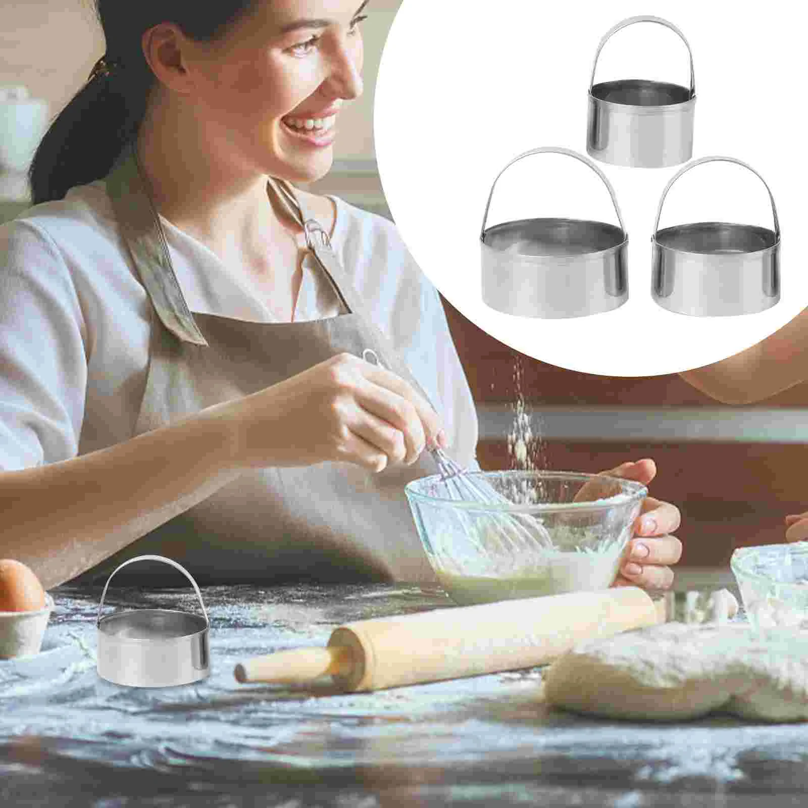 

Circle Biscuit Cutter Stainless Steel Round Circle Cookie Cutters Stainless Steel Mold Dough Fondant Cutters with Handle
