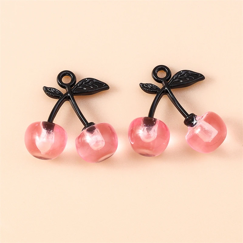 5 Stück 17x18mm süße Kristall Obst Kirsche Charms Anhänger für Schmuckherstellung Tropfen Ohrringe Halsketten Armbänder Zubehör DIY Geschenk – Detail 8