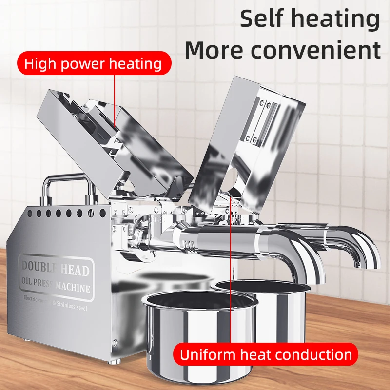 Stainless Steel Electric Automatic Intelligent Oil Press Two Head Double Motor Frying Machine Oil Pressing Cold Hot Extractor 4