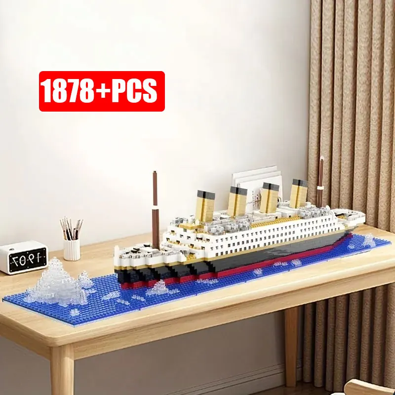 

Movie Titanic Model City Luxury Iceberg Cruise Ship Micro Building Blocks 3D Mini Bricks Ocean Boat Bricks Toy For Children Gift
