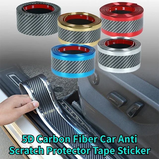5D Carbon Fiber Car Anti Scratch Protector Tape Sticker Waterproof Body Bumper Trunk Door Sills Stickers Step Sill Protection