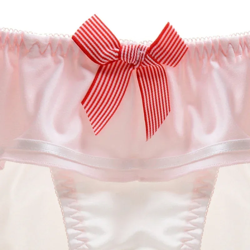 Japanese Navy Style Cartoon Cosplay Milk Silk Underwear Bow Panties back view