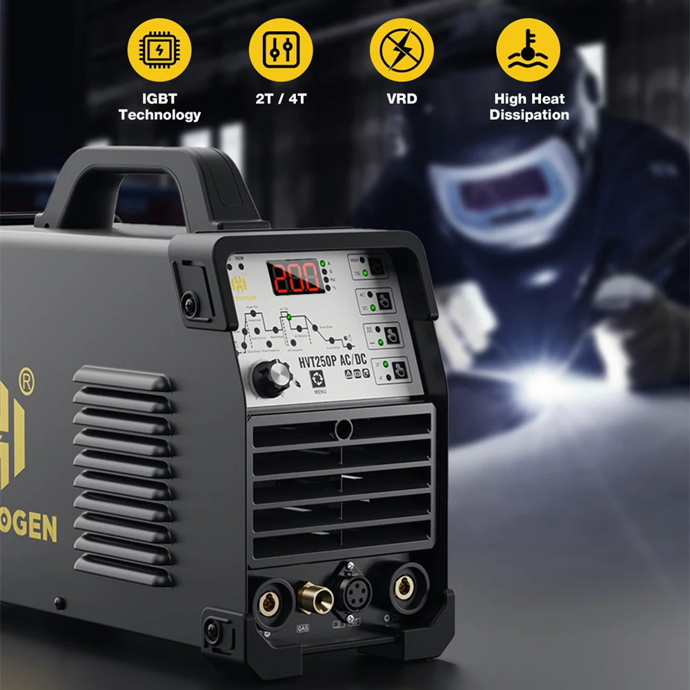 Welding Machine HZXVOGEN AC/DC HVT250P Aluminum Tig Welding Machine MMA ARC Stick Welder Tools IGBT Inverter 2T 4T Soldador With Pulse Welder