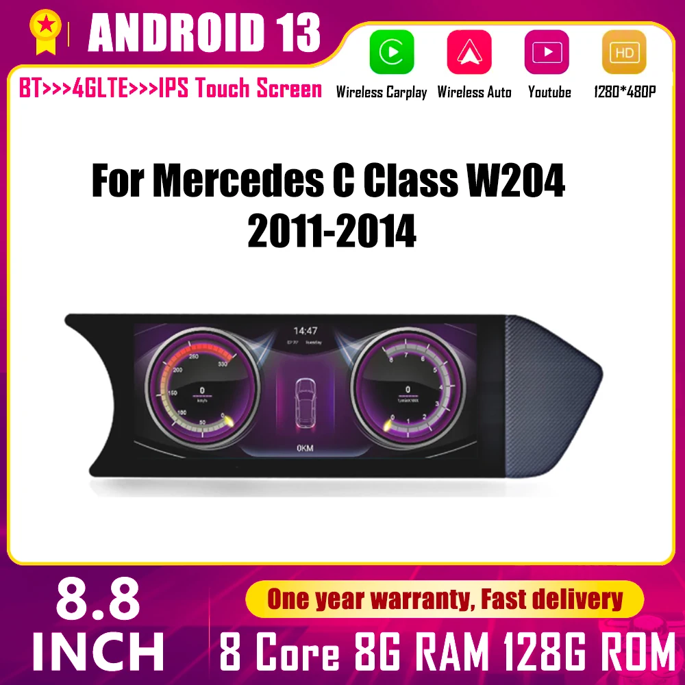 

Android 13 8.8'' for Mercedes C Class W204 2011-2014 Carplay Car Radio Player Audio Navigation Multimdia Stereo Bluetooth GPS