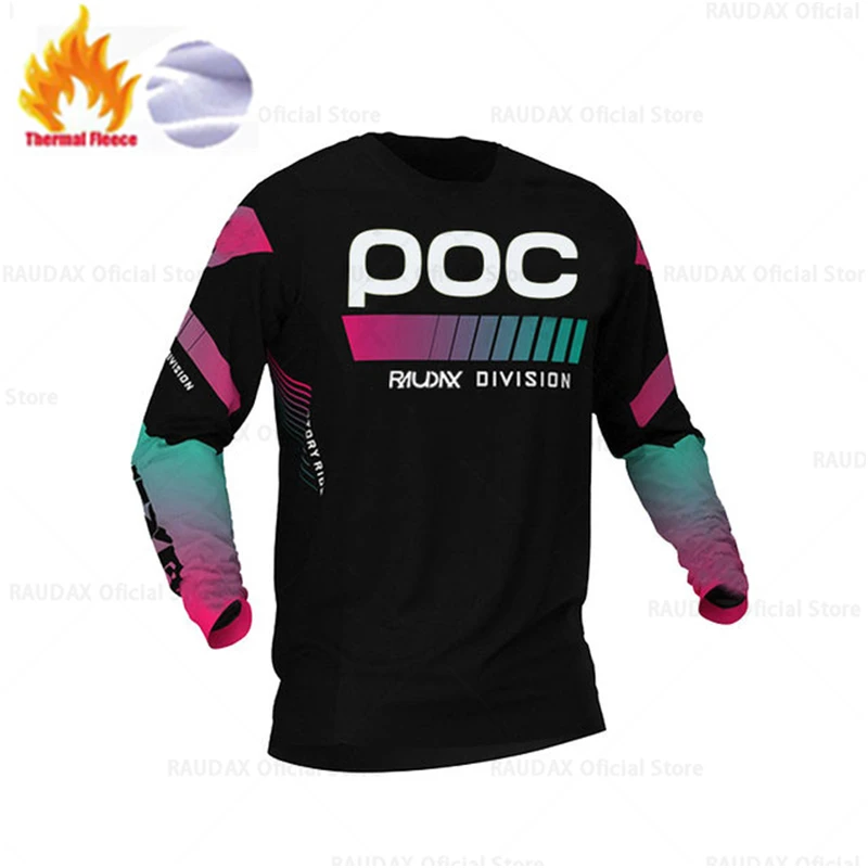 RAUDAX POC 모토 자전거 겨울 보온 양털 긴팔 티셔츠, Mtb 저지, 다운힐 저지, 모토크로스, 산악 자전거 의류