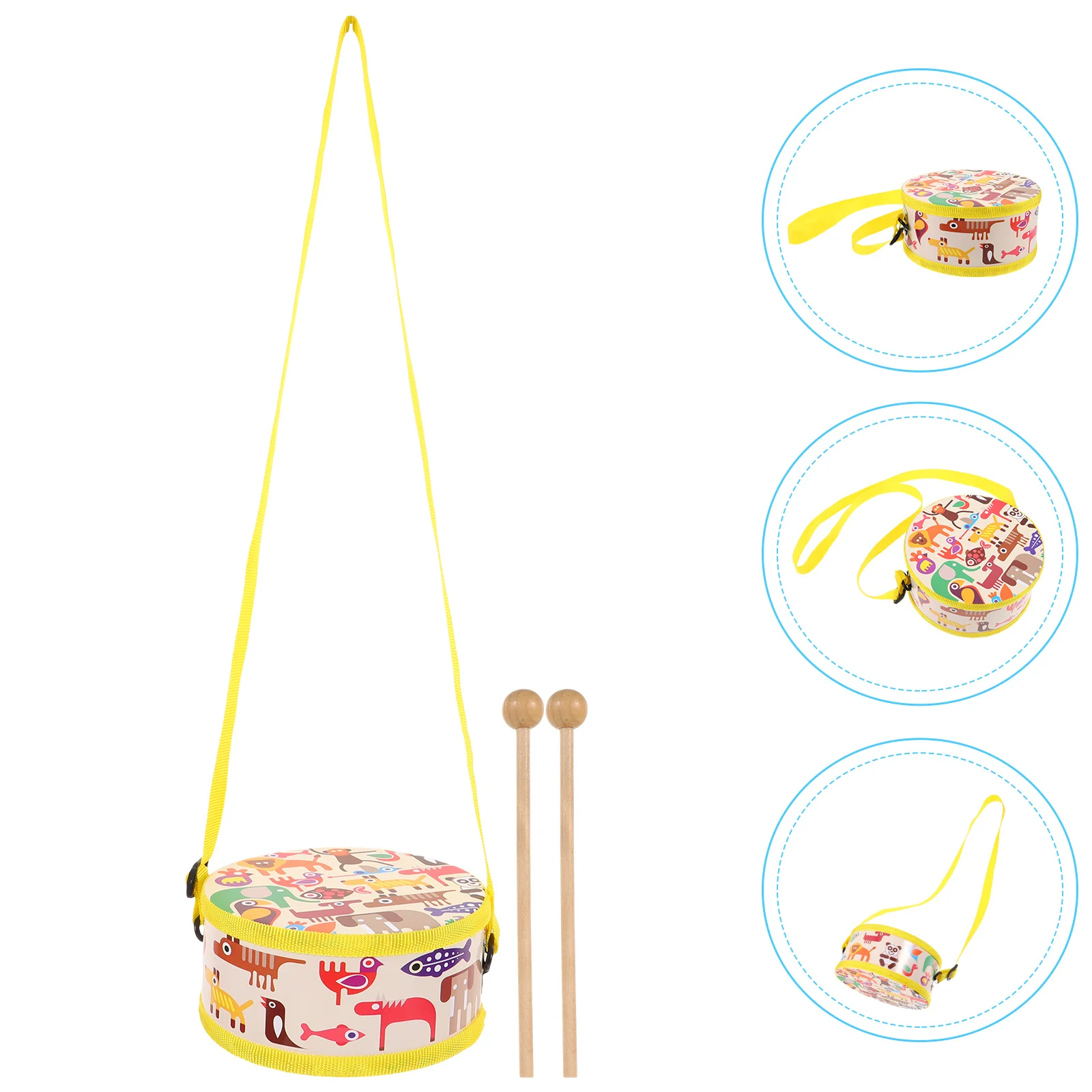

Cute Snare Drum Portable Snare Drum Children Snare Drum Music Instrument Wooden Snare Drum with Drumsticks and Adjustable Strap