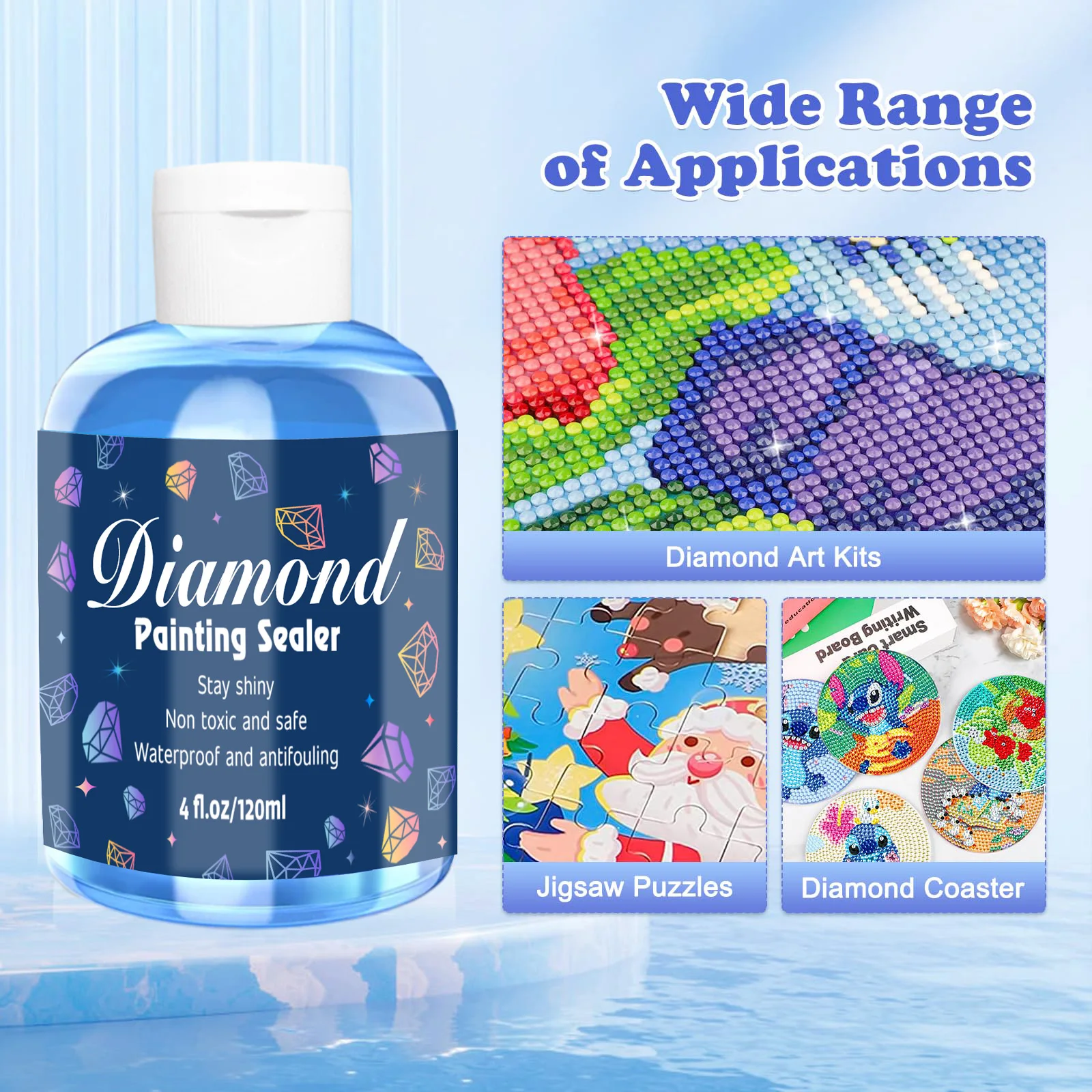 Diamond Painting Sealer, 240ml/120ml, 5D, Glue, Permanent Hold & Shine Effect, Conserver for Jigsaw Puzzles