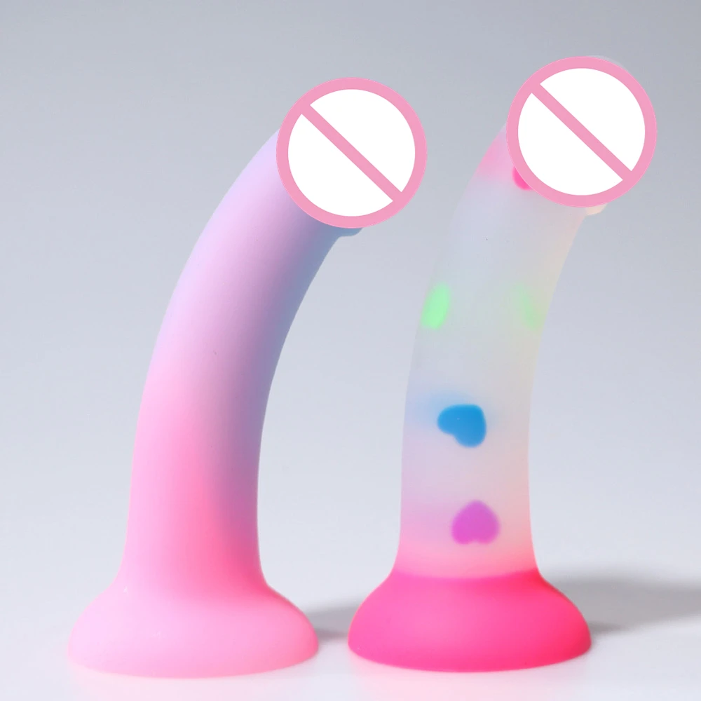 Cute Soft Luminous Dildo Female Masturbator Sex Toys For Women Men Skin Feeling Realistic Penis Silicone With Suction Cup Dildos