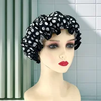 High Quality  Shower Caps Polyester Satin Double Layers bath cap for Women Resuable 26 Items Avaiable 1