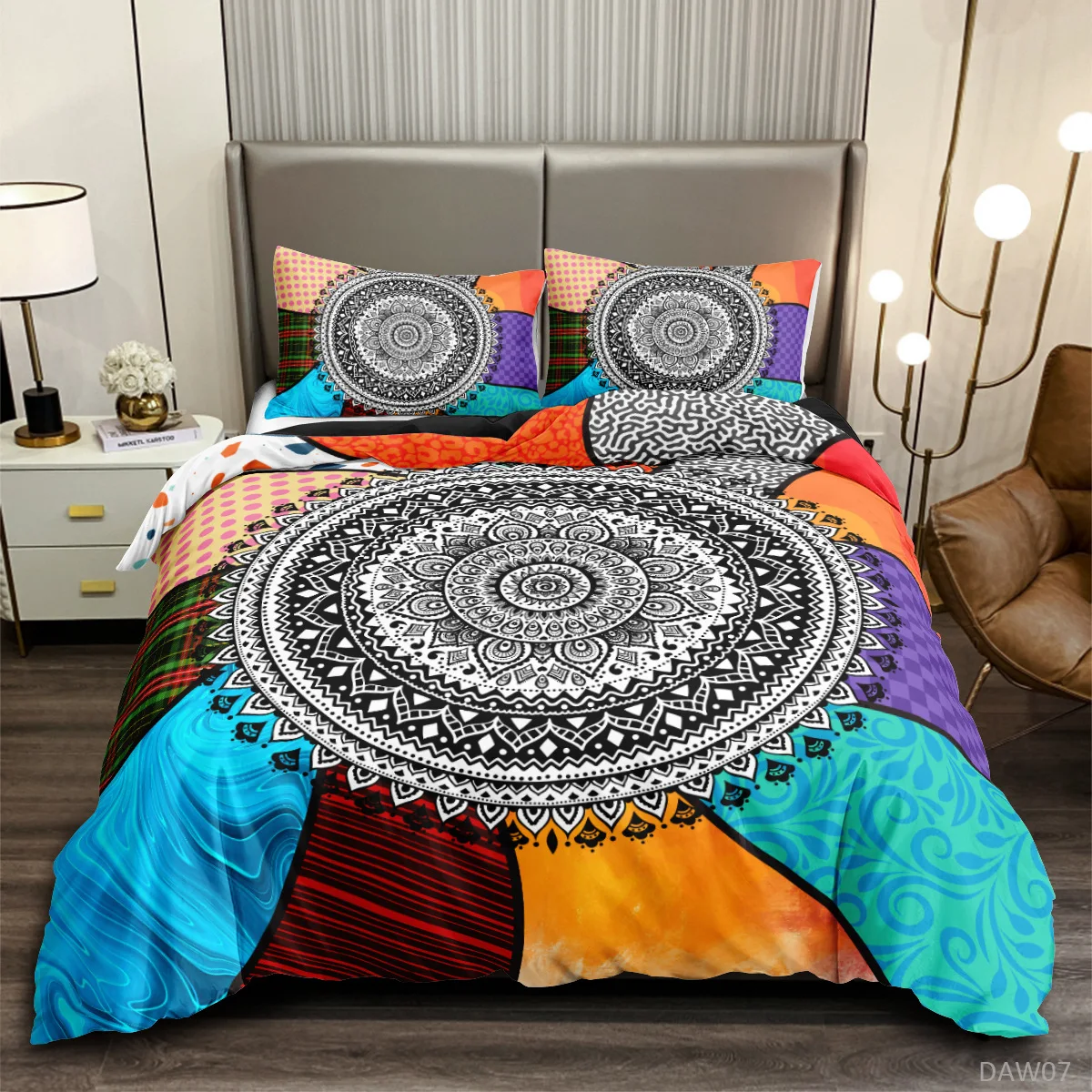 queen bed set Vintage Border Pattern Bedding Set 2/3pcs Bohemian Theme Garden Duvet Cover for Teens Girls Colorful Novelty Decorative Cover Bedding Sets  best of sale