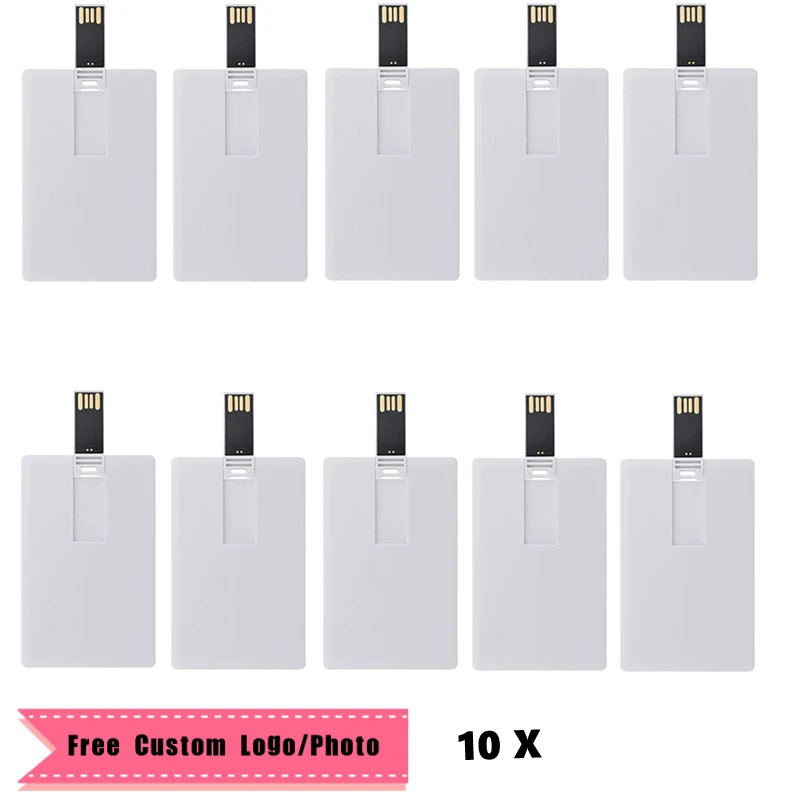 

10 PCS/LOT Hot sale credit card 2.0 model Flash Drive 16GB memory Bank card 32GB 64G 128G Pendrive memoria usb stick custom logo