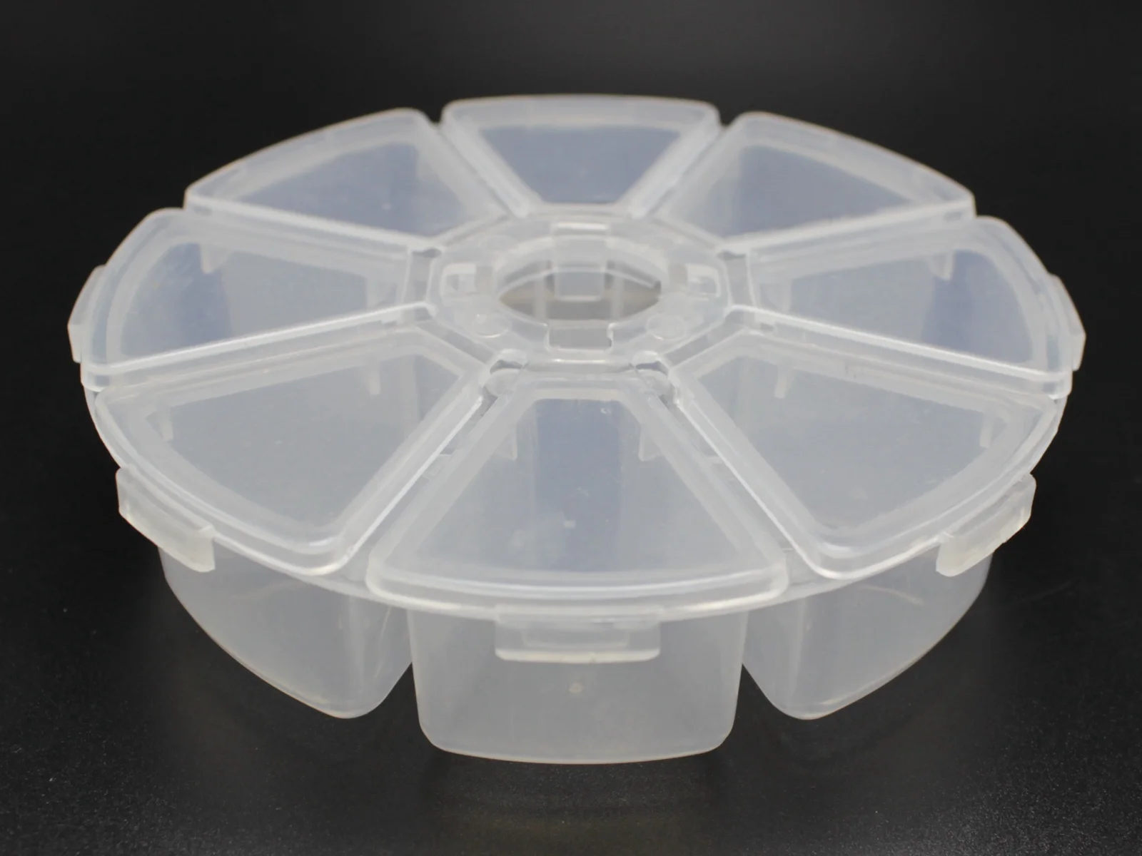 2 Clear Round Beads Display Box Case 8 compartments Storage Container 102mm plastic storage box