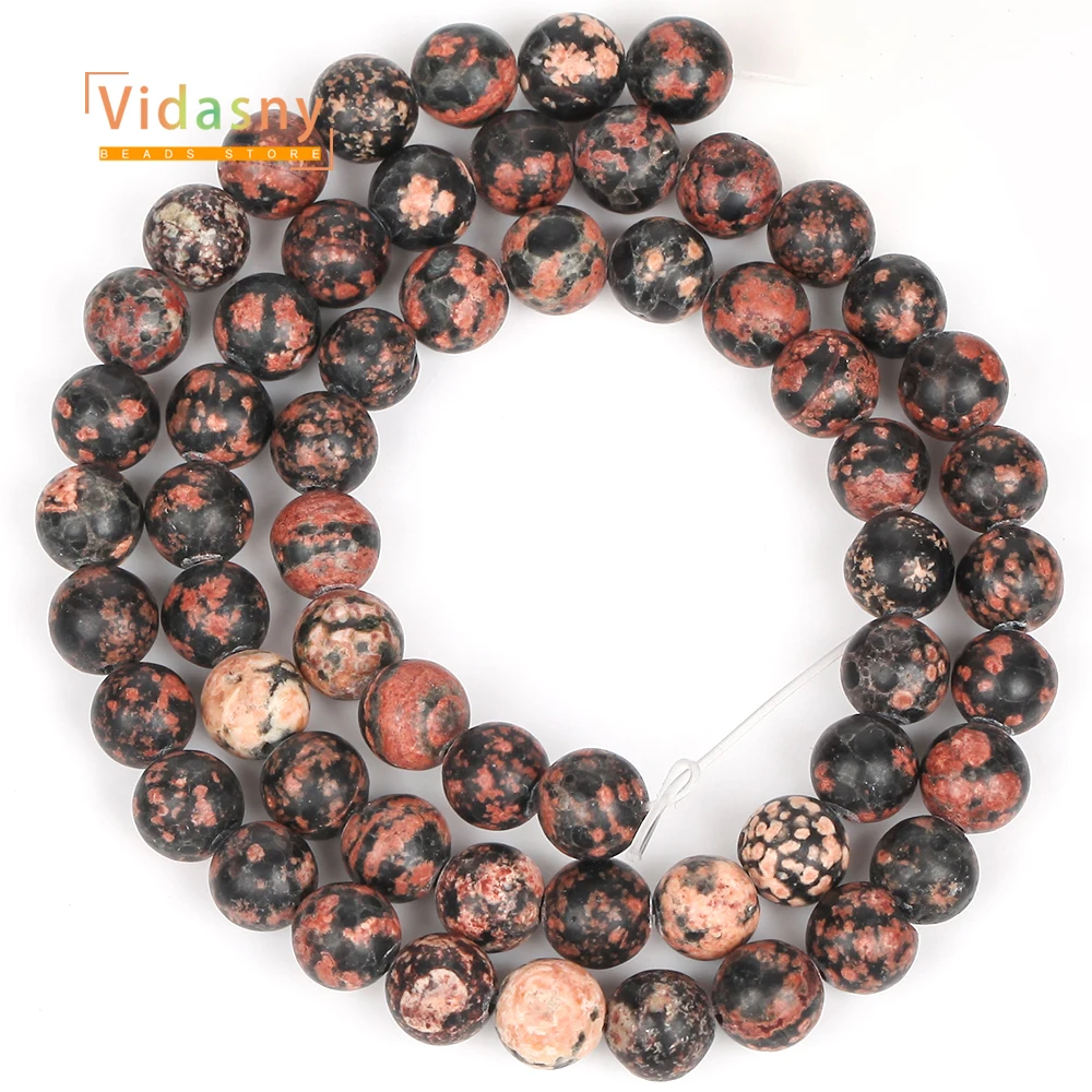 Naturstein, matt polierter goldener Schneeflocken-Jaspis, 6/8 mm, runde Perlen für die Schmuckherstellung, lose DIY-Accessoires, Armband, Halskette
