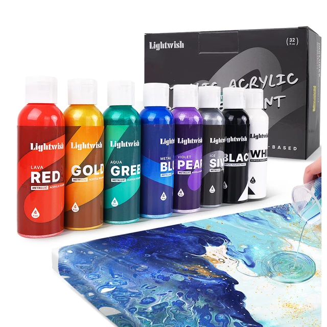 8 Colors 118ML Tube Acrylic Pouring Paint Set High Flow Fabric Paint  Drawing Tool for Canvas Glass Paper Wood Tile Stone DIY