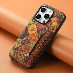 Elegant Flower Embossed Leather Phone Case with Magnetic Closure and Card Holder - iPhone 13 (Autumn)