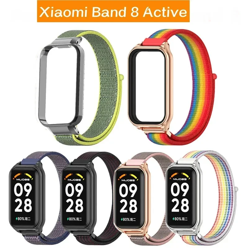 

Нейлоновый Ремешок Для Xiaomi Smart Band 8, активный металлический ремешок с пряжкой, защитный чехол для MiBand 8 Active, браслет для часов