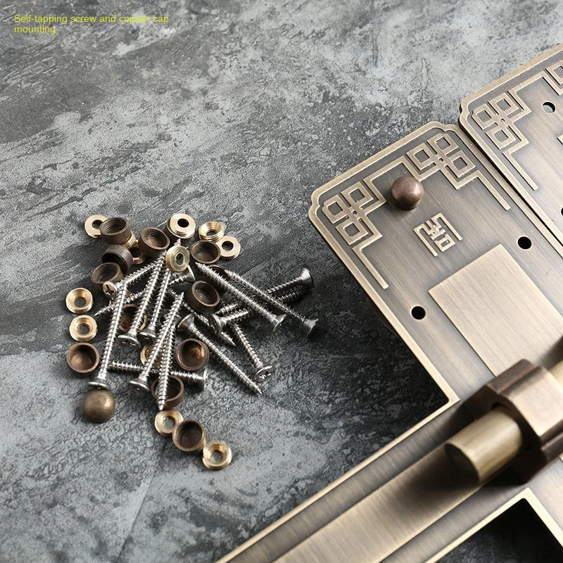 Pure Brass Thickened Bolt in Chinese Antique Style Lock Old Wooden Door Ancient Building Complex Classical Courtyard D