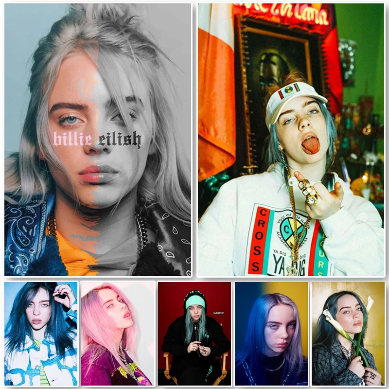 Плакат и принты Billie Eilish Картина на холсте портрет певицы Декор живопись