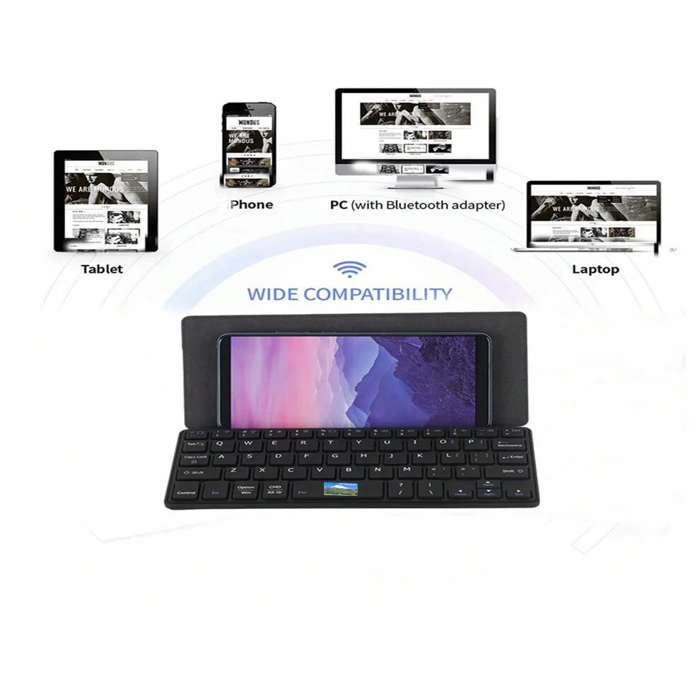 Mechanical Keyboard Wireless Mechanical Keyboard Bluetooth Keyboard JOMAA Folding Phone Keyboard,Portable Rechargeable Keyboard Foldable Bluetooth Wireless Keyboard with Stand Holder
