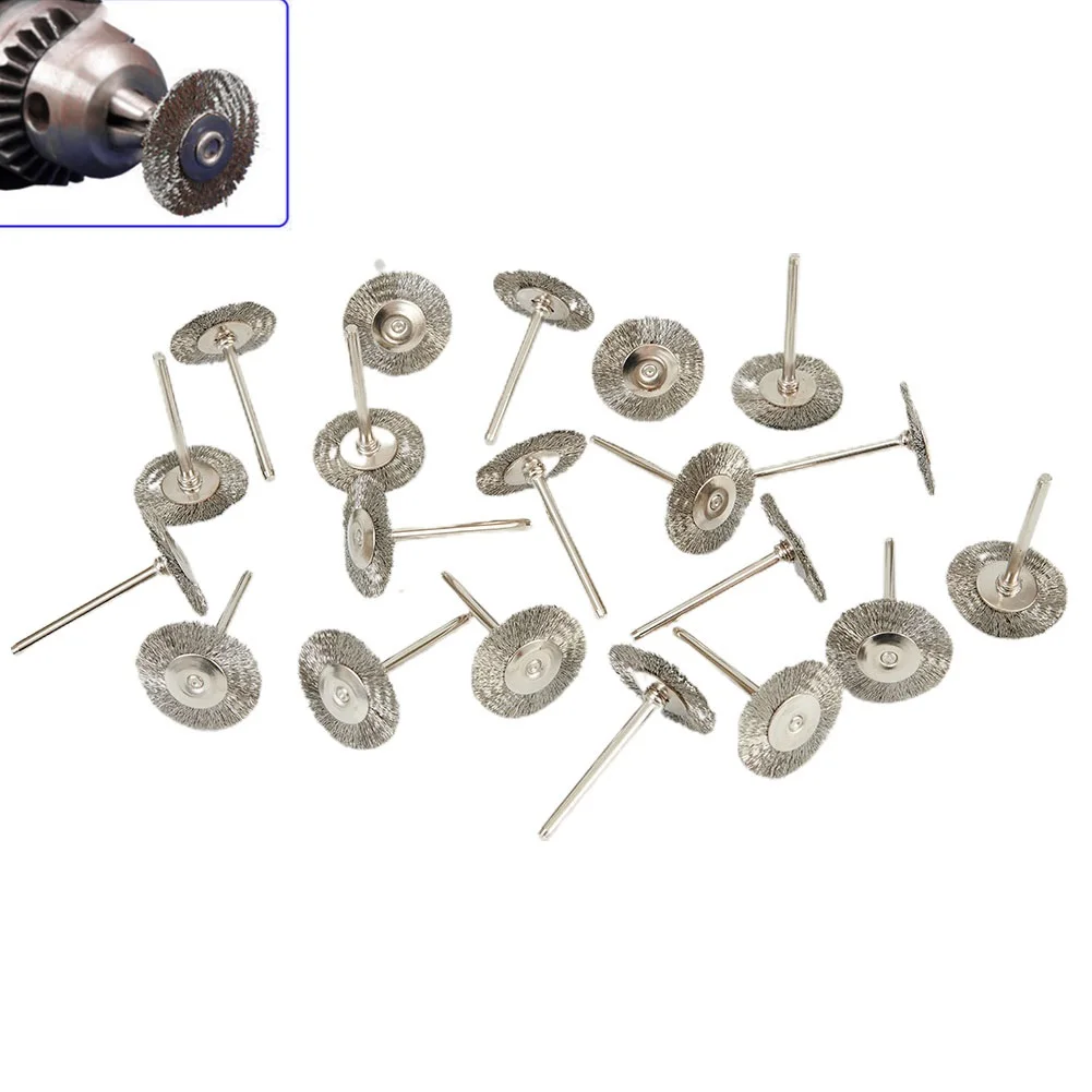 20Pcs 22mm Steel Wire Wheel Brushes for Metal Rust Removal Polishing Brush Steel Cutting Rotary Brush for Drill Rotary Tool