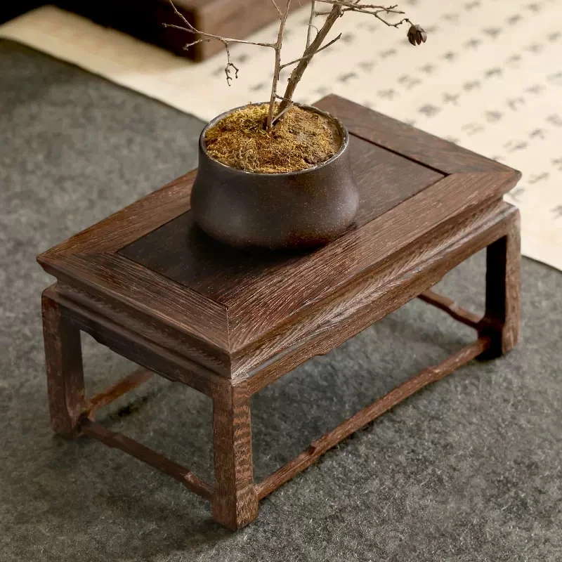 Mahogany Carving Buddha Ornaments, Natural Stone, Bonsai Chicken wings, Rectangular, Solid Wood Bracket