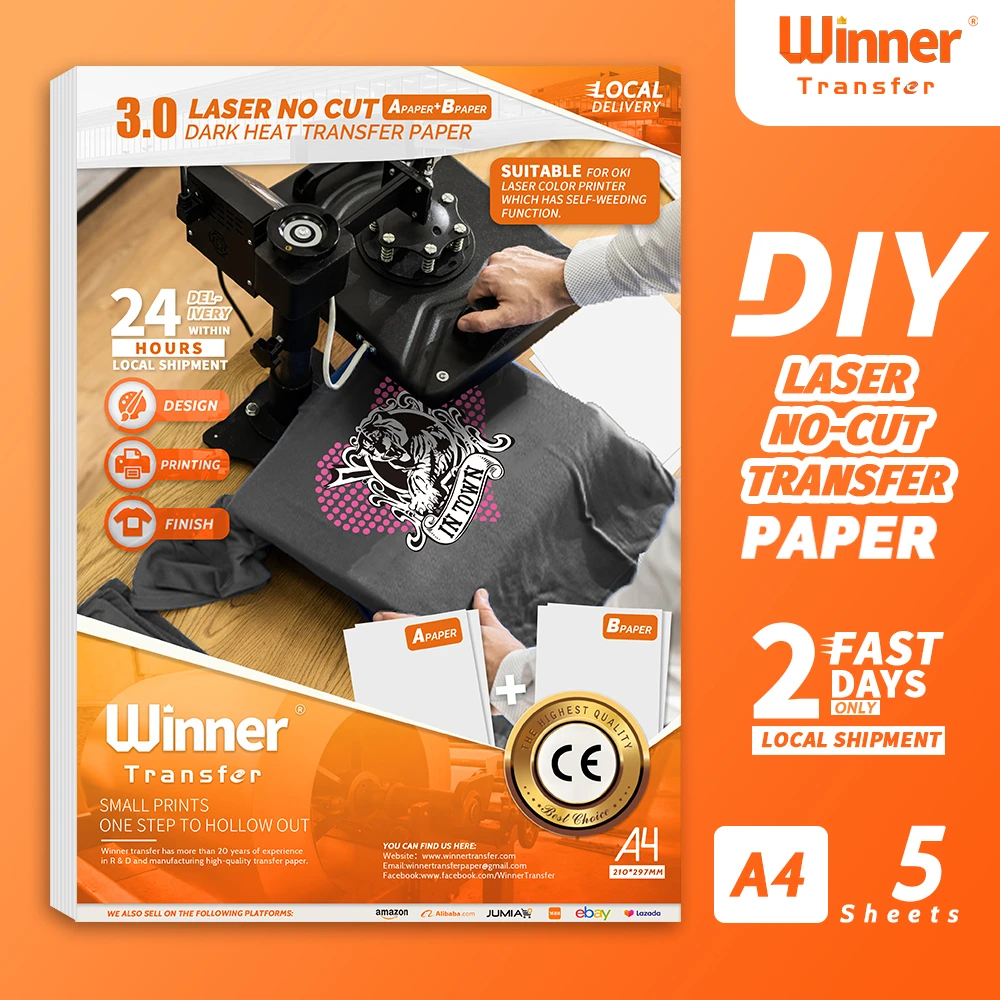 Winnertransfer Laser Nocut Dark Heat Transfer Paper For Tshirts A